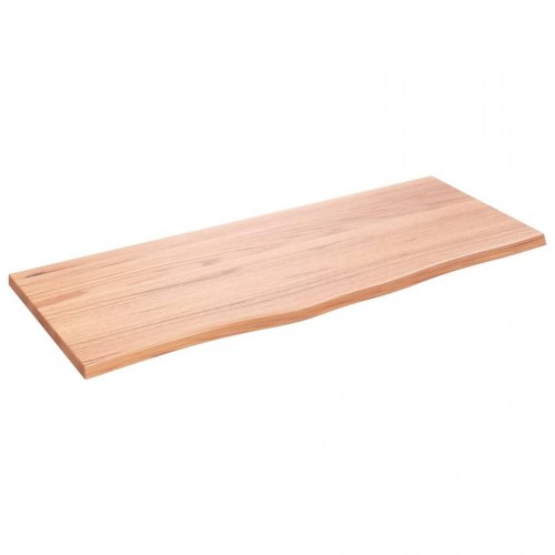 Væghylde 100×40×2 cm i behandlet massivt egetræ - lysebrun med naturlig kant
