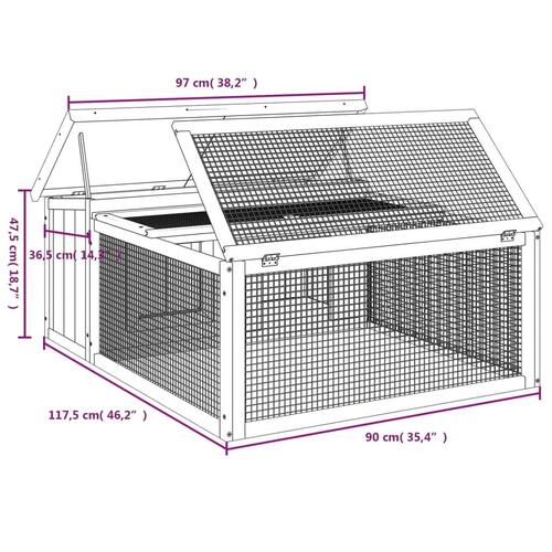 Kaninbur 117,5x97x47,5 cm massivt fyrretræ mokkafarvet