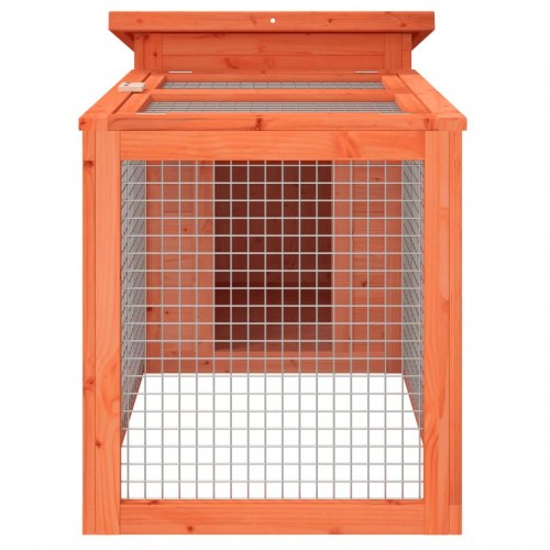 Kaninbur i massivt fyrretræ med løbegård 100,5 × 54 × 55 cm - brun