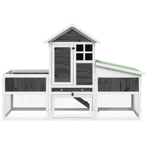 Kaninbur 170x63x113 cm massivt fyrretræ grå