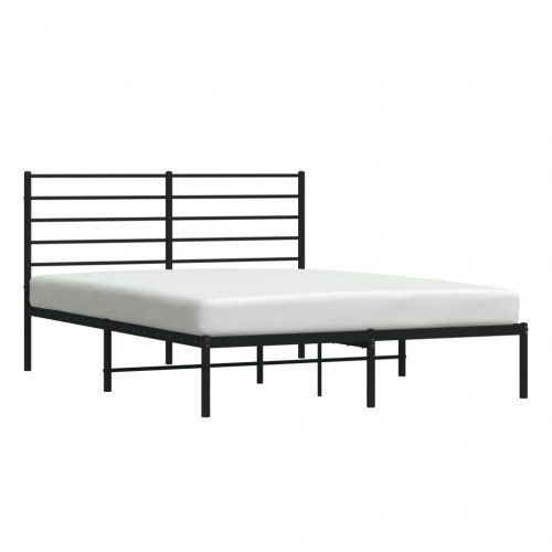 Sengeramme med sengegavl 140x200 cm - metal, sort