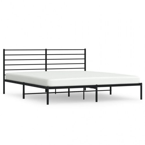 Sengeramme med sengegavl 183 × 213 cm - metal, sort
