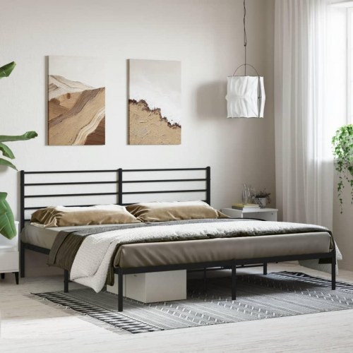 Sengeramme med sengegavl 183 × 213 cm - metal, sort
