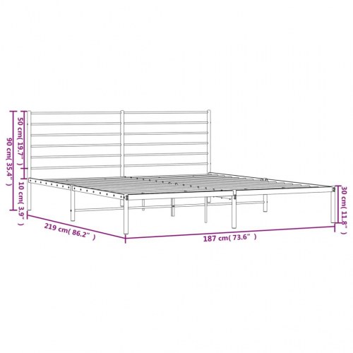 Sengeramme med sengegavl 183 × 213 cm - metal, sort