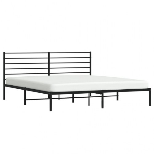 Sengeramme med sengegavl 200×200 cm - metal, sort