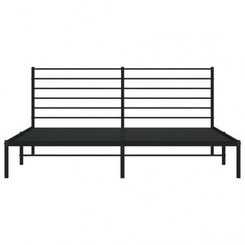 Sengeramme med sengegavl 200×200 cm - metal, sort