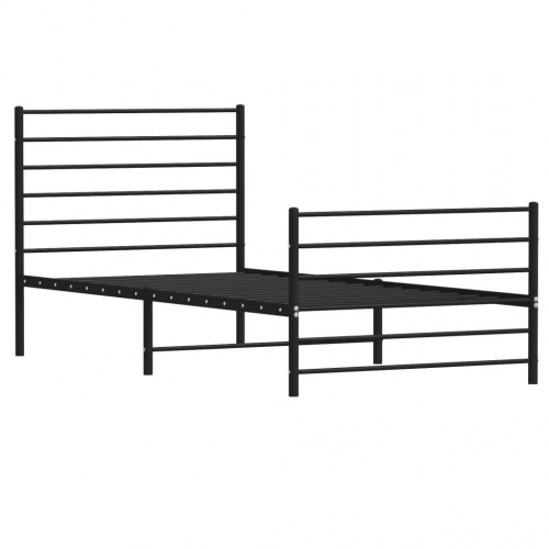 Sengeramme i metal med gavl og fodgærde 90×200 cm - sort