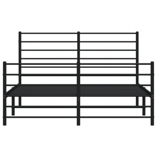 Sengeramme med gavl og fodgærde 140×200 cm - metal, sort