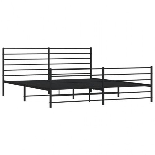 Sengeramme med sengegavl og fodgærde 200×200 cm - metal, sort