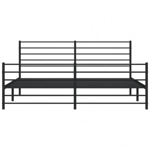 Sengeramme med sengegavl og fodgærde 200×200 cm - metal, sort