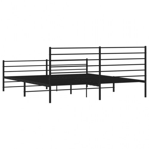 Sengeramme med sengegavl og fodgærde 200×200 cm - metal, sort