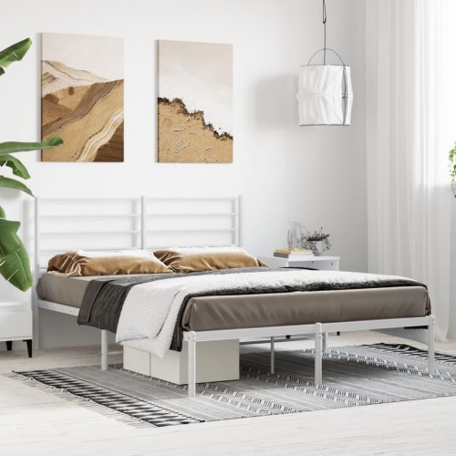 Sengeramme med sengegavl i metal - 120 x 190 cm, hvid