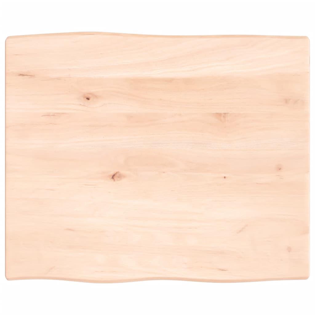 Bordplade 60x50x2 cm naturlig kant ubehandlet massivt egetræ
