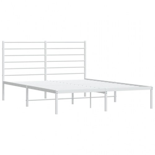 Sengeramme med sengegavl 160×200 cm - metal, hvid