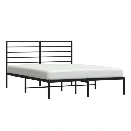 Sengeramme med sengegavl 135×190 cm - metal, sort