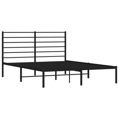 Sengeramme med sengegavl 135×190 cm - metal, sort
