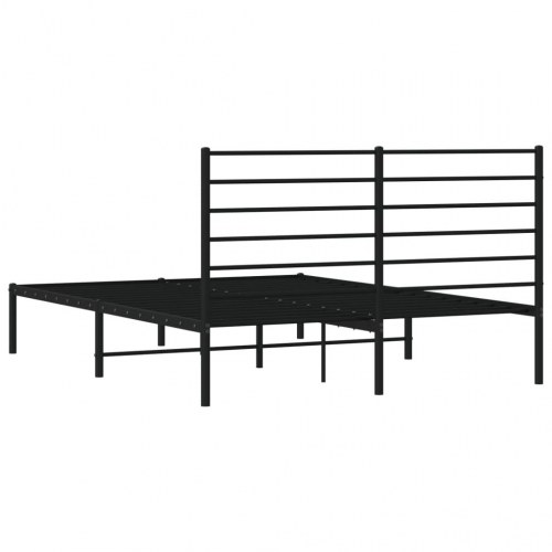 Sengeramme med sengegavl 135×190 cm - metal, sort