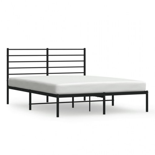 Sengeramme med sengegavl 150×200 cm - metal, sort