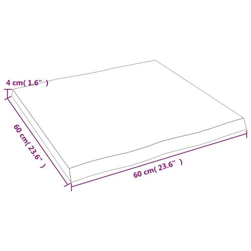 Bordplade 60x60x(2-4)cm naturlig kant ubehandlet massivt træ