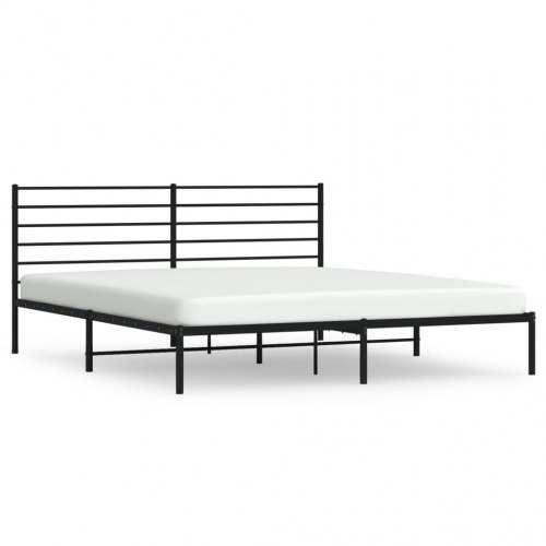 Sengeramme med sengegavl 180x200 cm metal sort