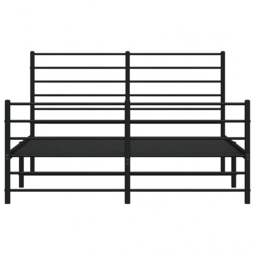 Sengeramme med sengegavl og fodgærde 135×190 cm - metal, sort