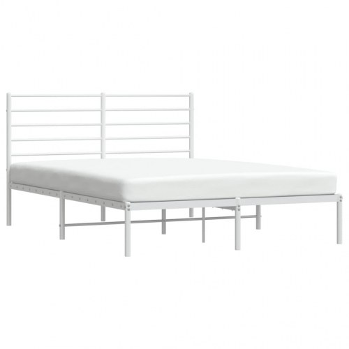 Sengeramme med sengegavl 135×190 cm - metal, hvid