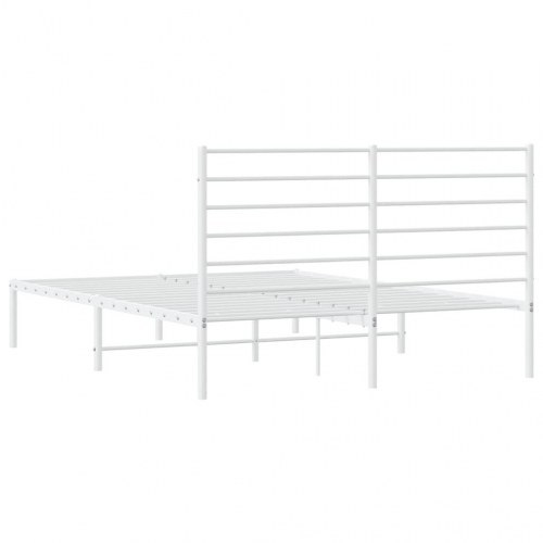 Sengeramme med sengegavl 135×190 cm - metal, hvid