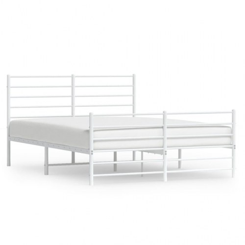 Sengeramme med sengegavl og fodgærde 135×190 cm - metal, hvid
