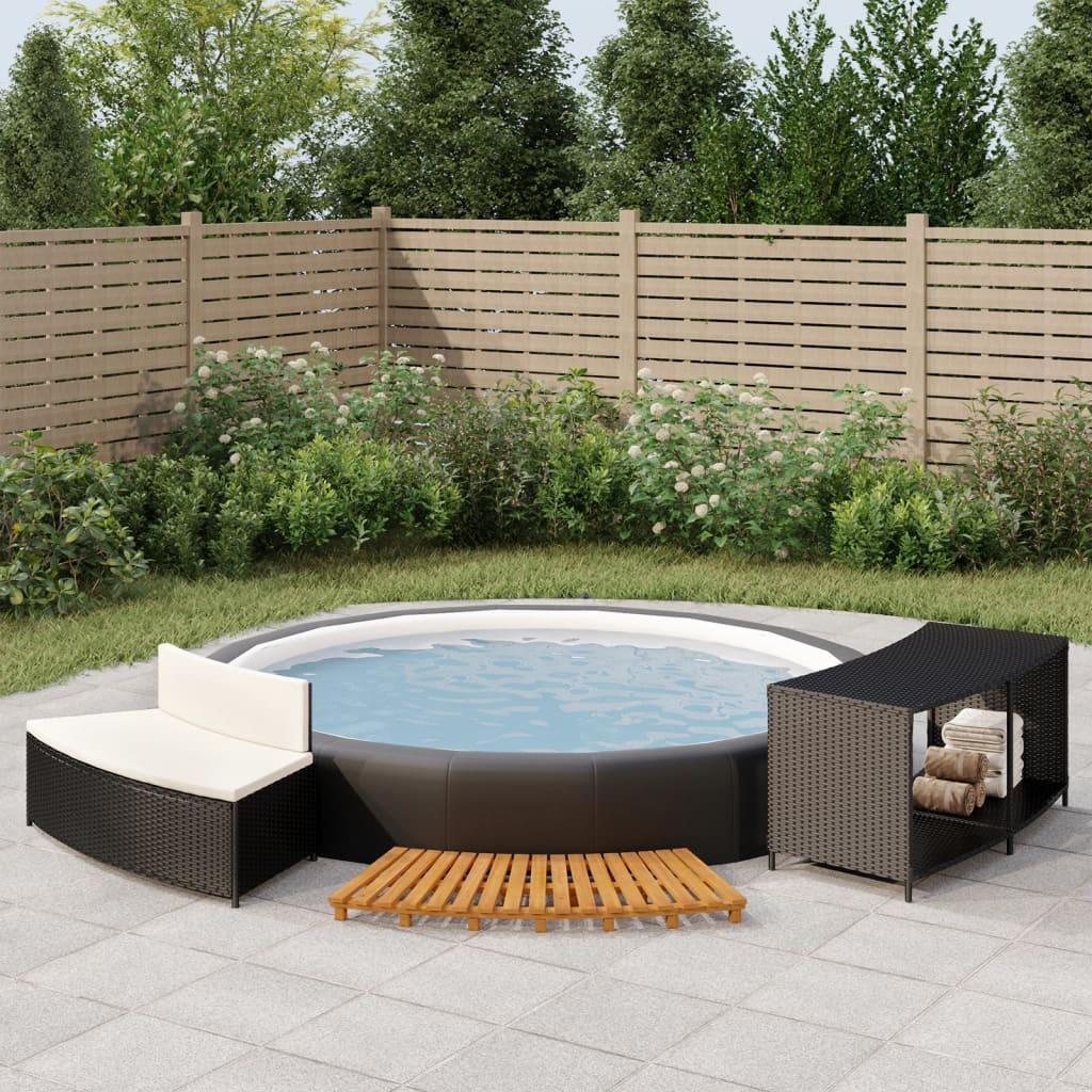 Spakant polyrattan og massivt akacietræ sort