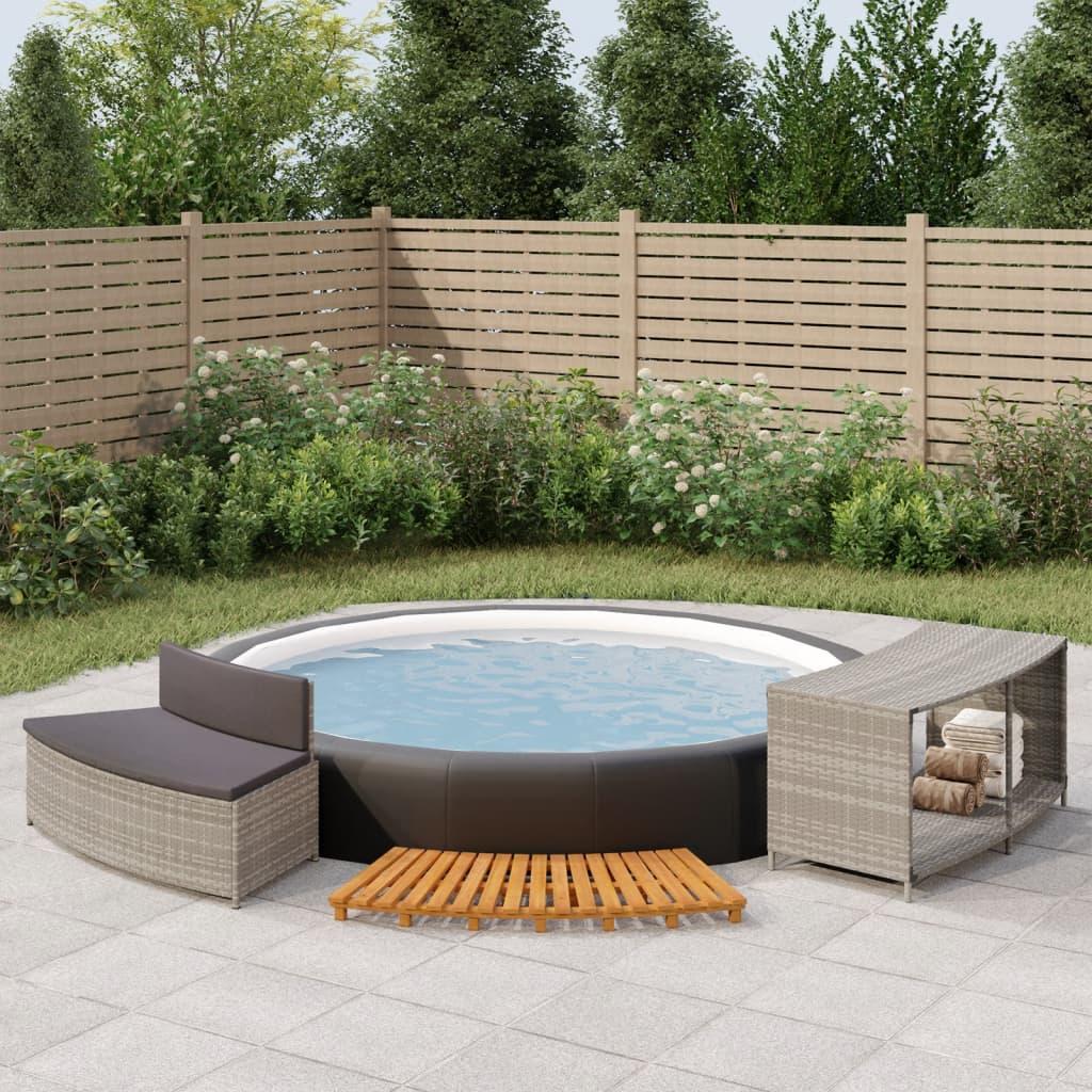 Spakant polyrattan og massivt akacietræ grå
