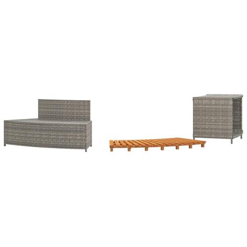 Spakant polyrattan og massivt akacietræ grå