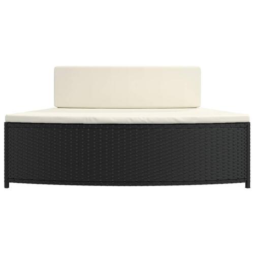 Spabænke med hynder 2 stk. polyrattan sort