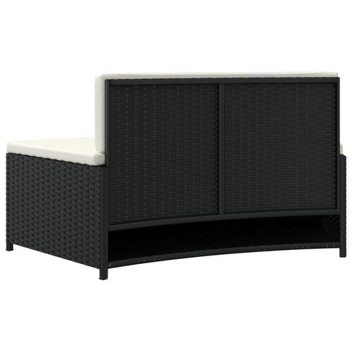 Spabænke med hynder 2 stk. polyrattan sort