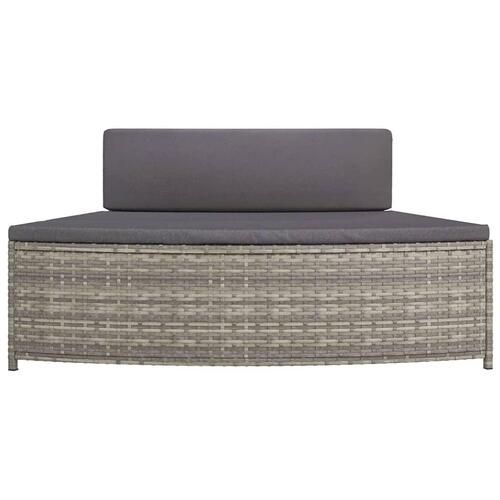 Spabænke med hynder 2 stk. polyrattan grå