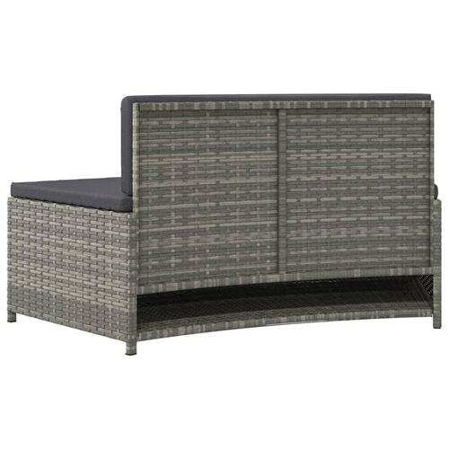 Spabænke med hynder 2 stk. polyrattan grå