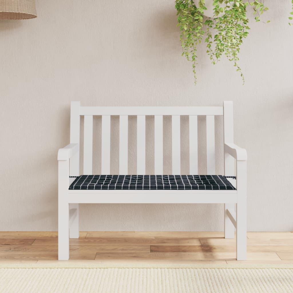 Hynde til havebænk 100x50x4 cm oxfordstof ternet sort