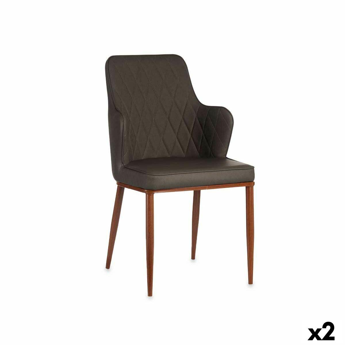 Lænestol Romber Sort Grå Stål 52 X 90 X 43 Cm 2 Enheder