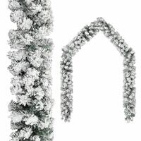 Juleguirlande med puddersne 10 m PVC grøn