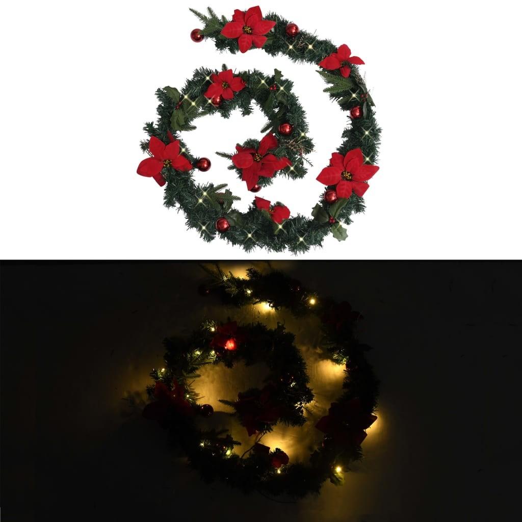 Juleguirlande med LED-lys 2,7 m PVC grøn