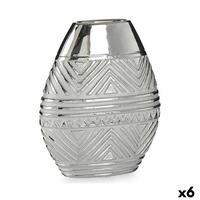 Vase Bredde Sølvfarvet Keramik 9,8 x 26,5 x 22 cm (6 enheder)