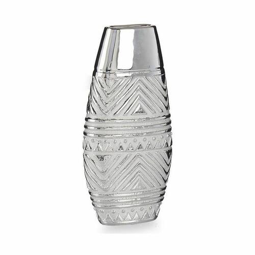 Vase Bredde Sølvfarvet Keramik 7 x 29,5 x 14 cm (6 enheder)