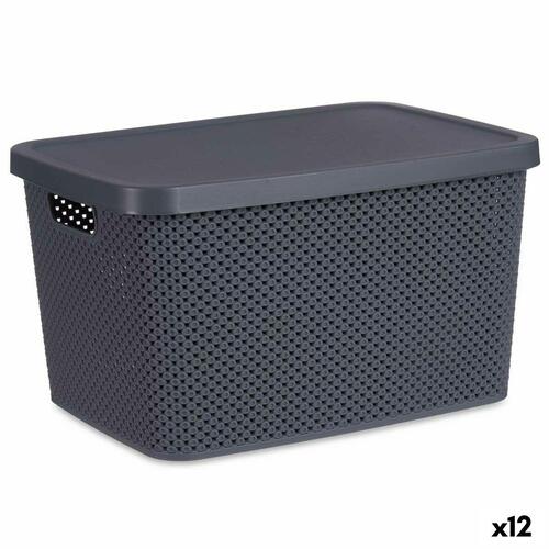 Opbevaringsboks med låg Antracit Plastik 19 L 28 x 22 x 39 cm (12 enheder)