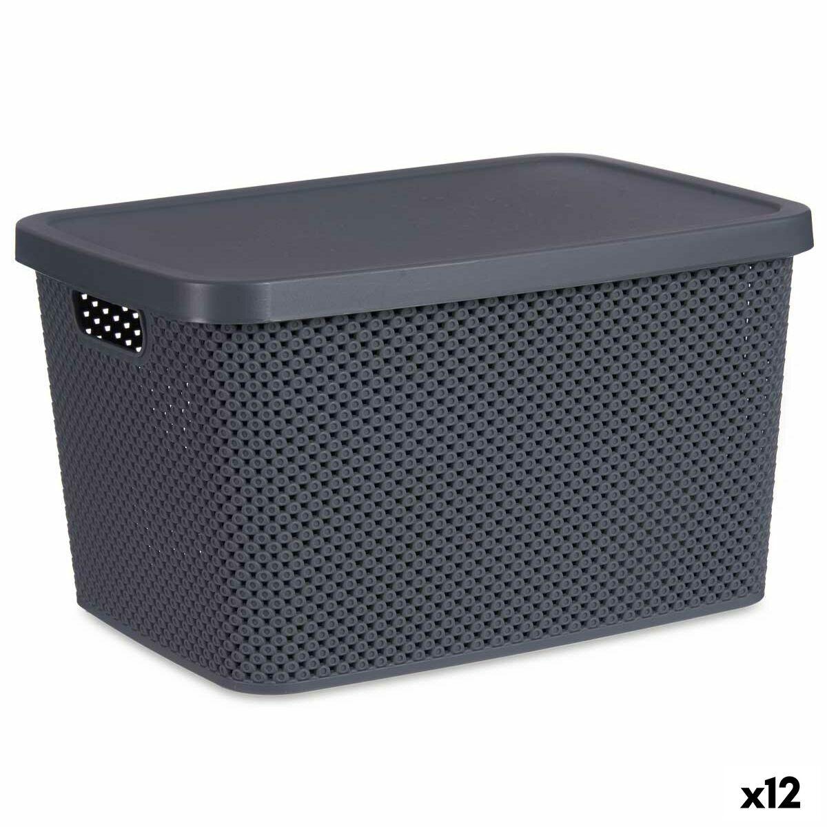 Opbevaringsboks med låg Antracit Plastik 19 L 28 x 22 x 39 cm (12 enheder)