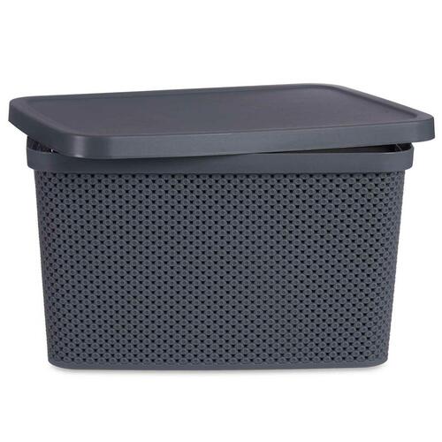 Opbevaringsboks med låg Antracit Plastik 19 L 28 x 22 x 39 cm (12 enheder)