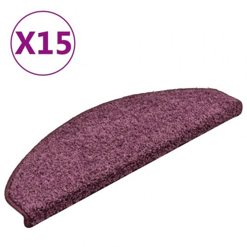 Trappemåtter - 15 stk. halvrunde 65 × 21 × 4 cm - mørkelilla