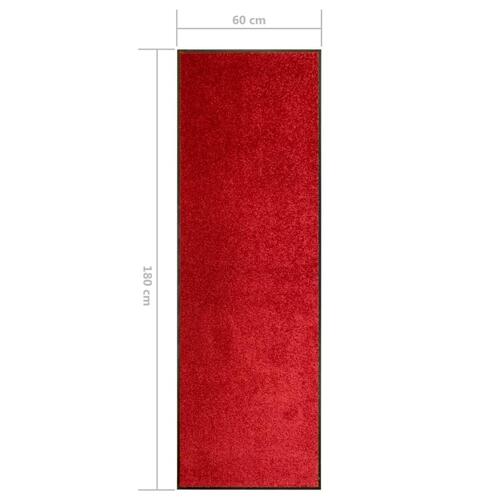 Vaskbar dørmåtte 60x180 cm rød