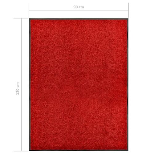 Vaskbar dørmåtte 90x120 cm rød