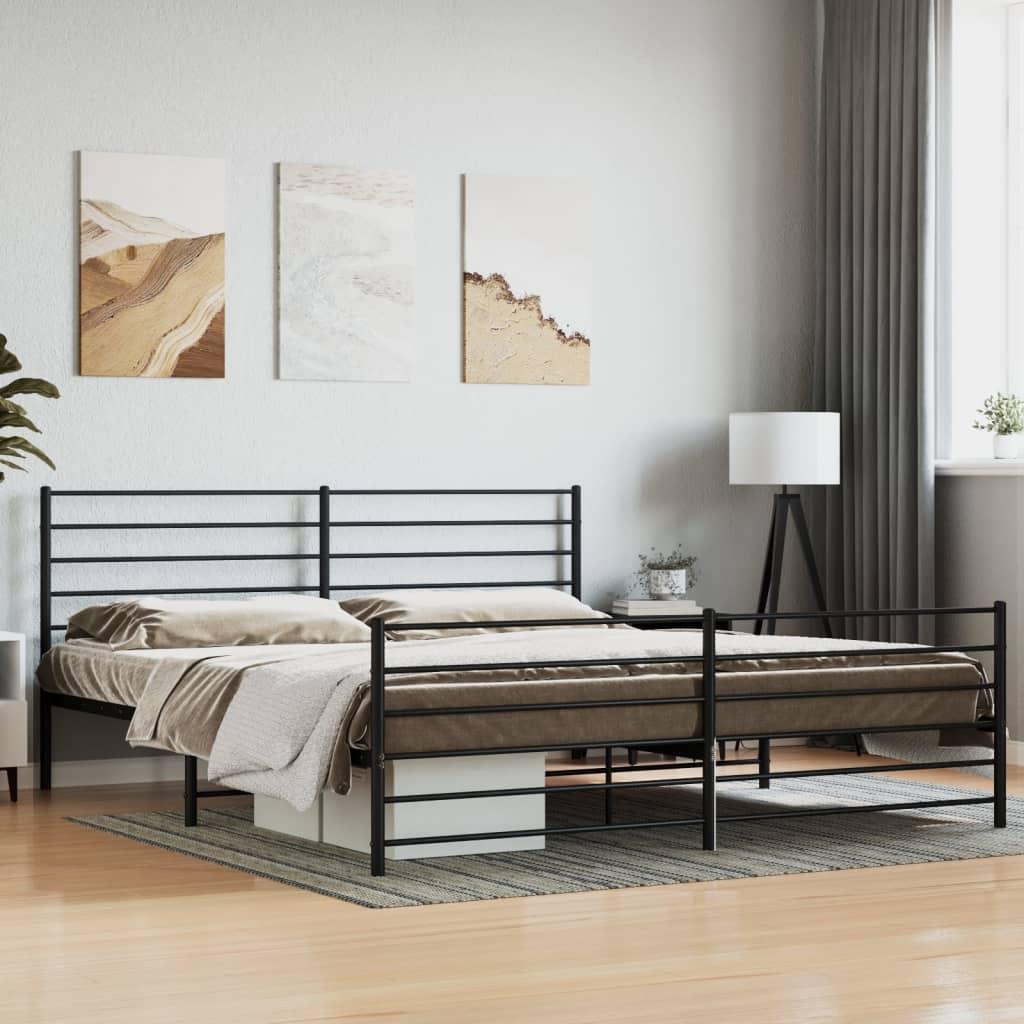 Billede af Sengeramme med sengegavl og fodgærde 193x203 cm metal sort