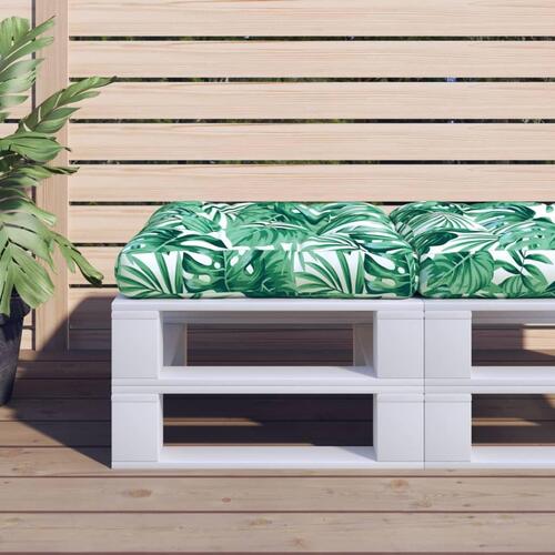 Hynde til pallesofa 58x58x10 cm bladmønster