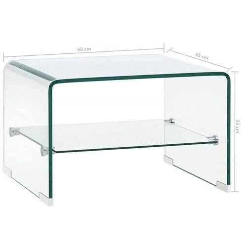 Sofabord 50 x 45 x 33 cm hærdet glas transparent